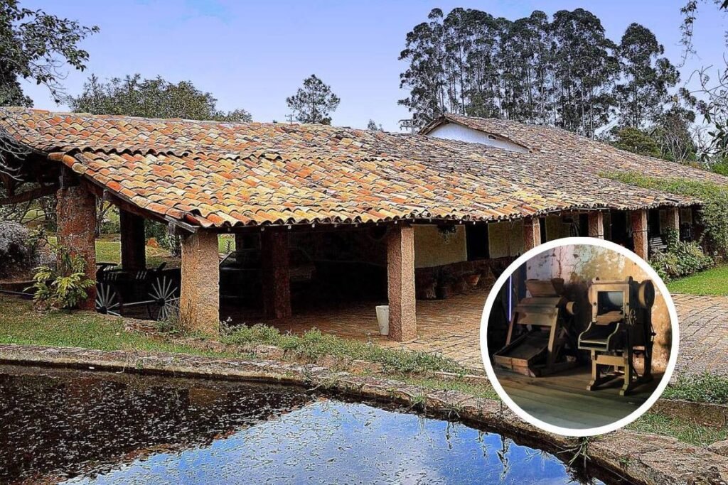 Fazenda Concórdia em Itu, São Paulo, com arquitetura colonial e área verde ao redor.