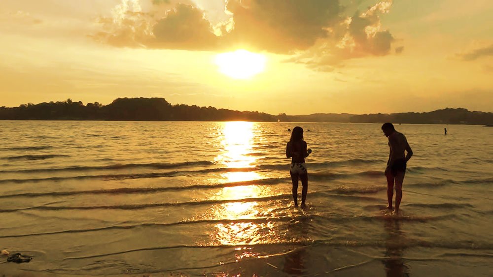 Pôr do sol vibrante visto do Parque do Ibirapuera em São Paulo