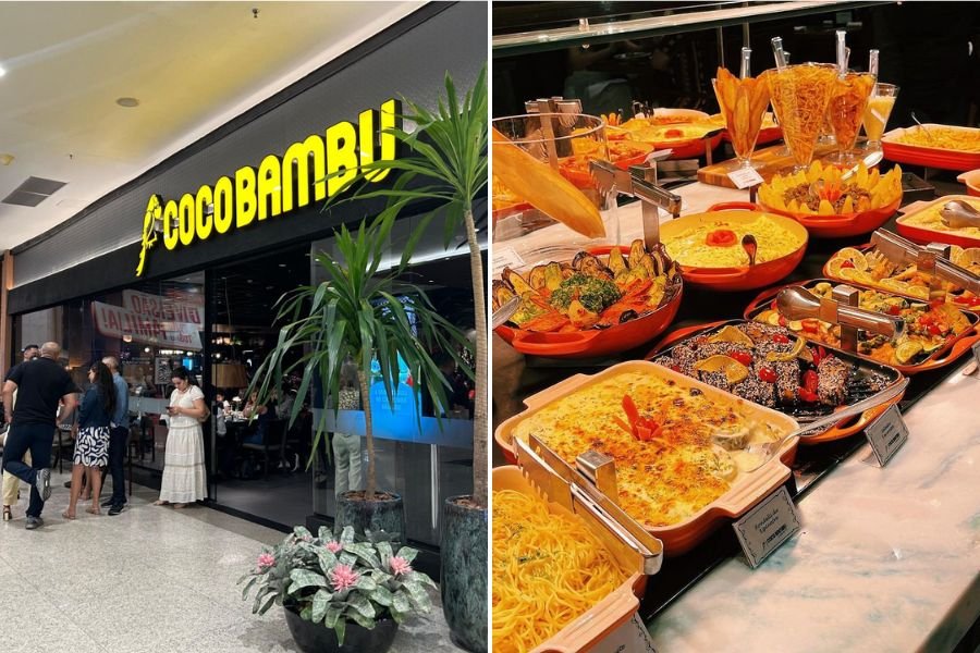 Delicioso buffet de camarões e frutos do mar no Coco Bambu em São Paulo